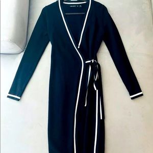 Karen Millen Wrap Knit Dress, XS Navy Blue